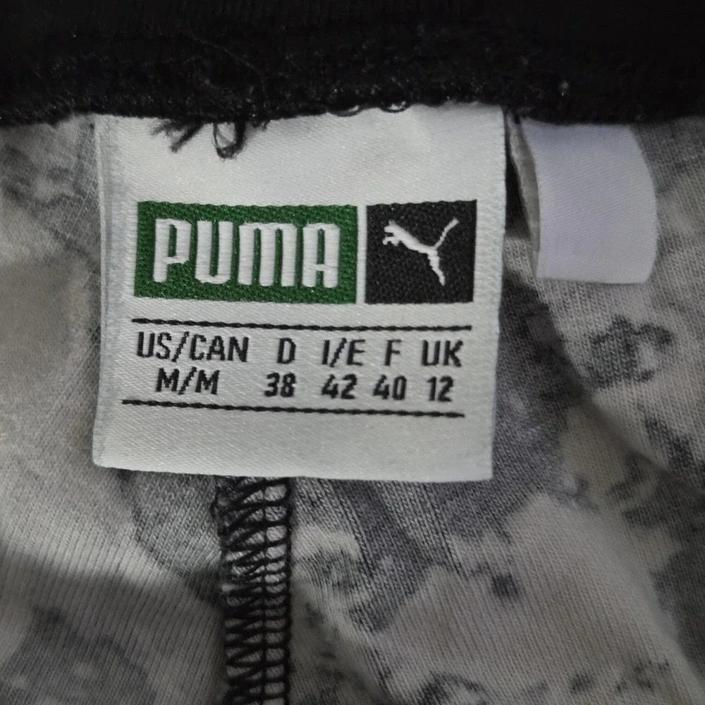 Puma Leggings Womens Medium Black Camo Ankle Stretch Athletic Pants Jersey Logo